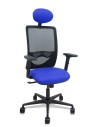 Piqueras y Crespo Silla Zulema sincro malla negra asiento bali azul brazos 2D ruedas 65mm cabecero
