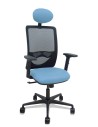 Piqueras y Crespo Silla Zulema sincro malla negra asiento bali azul cielo brazos 2D ruedas 65mm cabecero