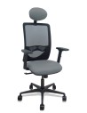 Piqueras y Crespo Silla Zulema sincro malla negra asiento bali gris brazos 2D ruedas 65mm cabecero