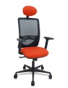 Piqueras y Crespo Silla Zulema sincro malla negra asiento bali naranja oscuro brazos 2D ruedas 65mm cabecero