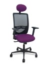 Piqueras y Crespo Silla Zulema sincro malla negra asiento bali morado brazos 2D ruedas 65mm cabecero