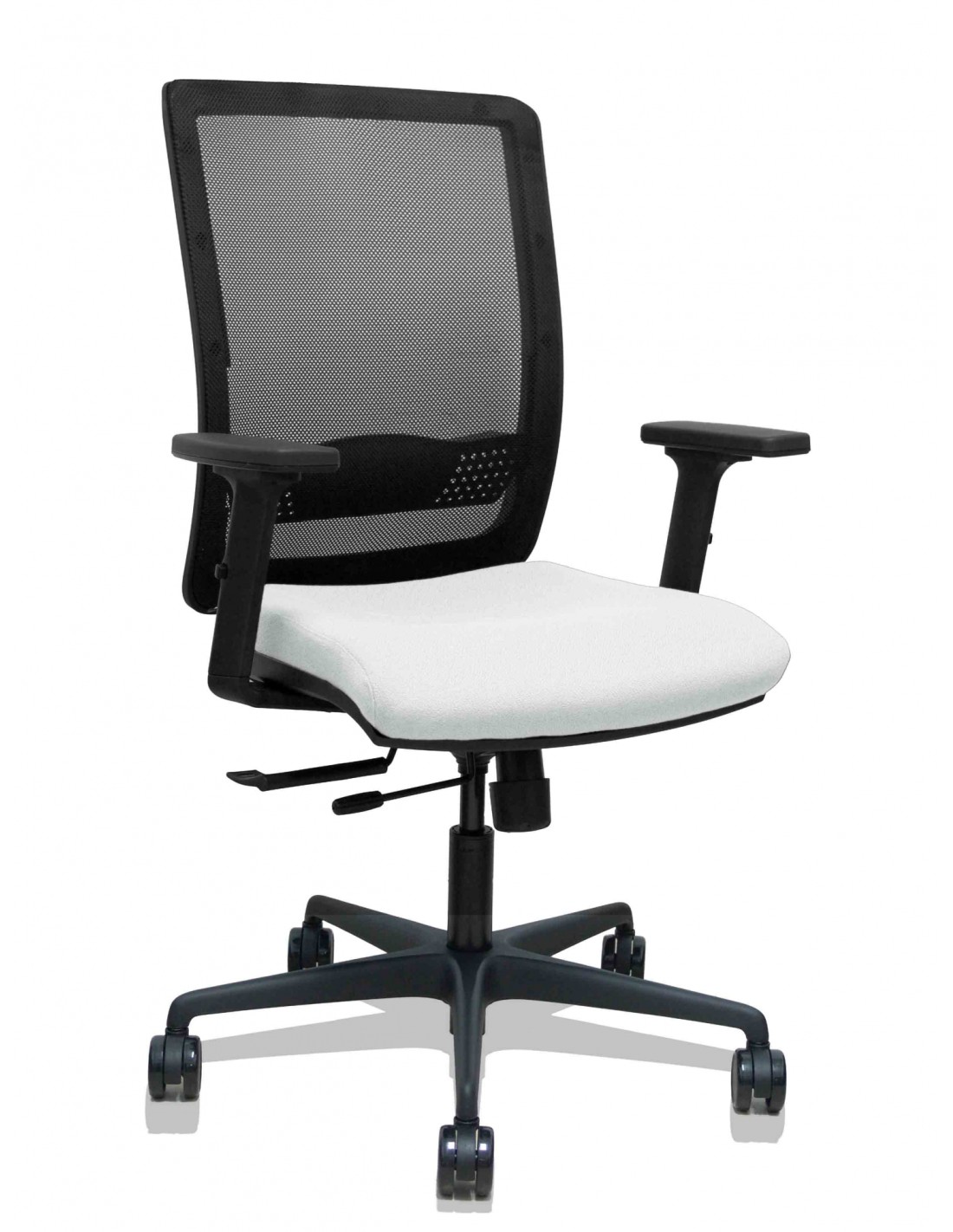 Piqueras y Crespo Silla Haches traslack malla negra asiento bali blanco brazos 2D ruedas 65mm