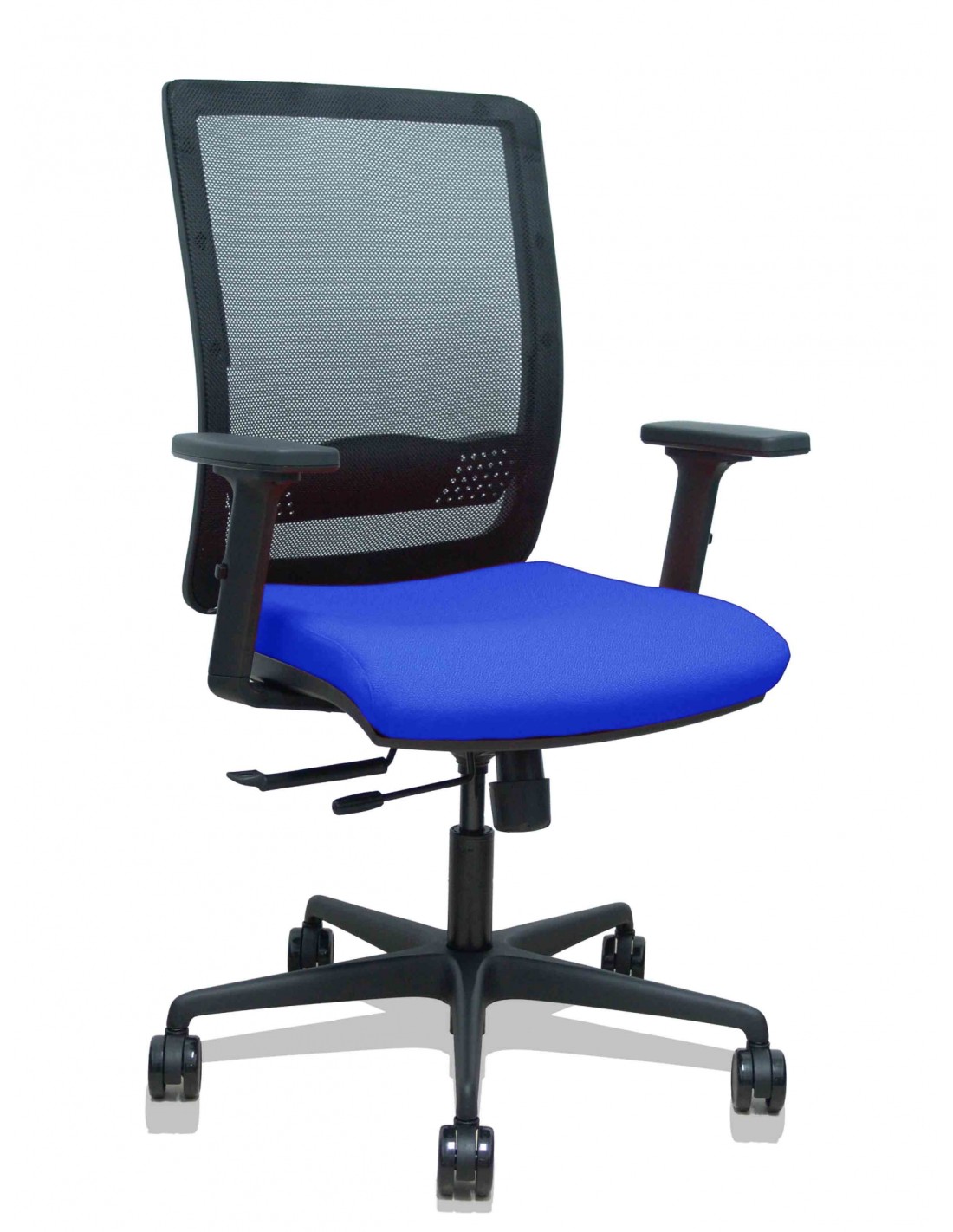 Piqueras y Crespo Silla Haches traslack malla negra asiento bali azul brazos 2D ruedas 65mm