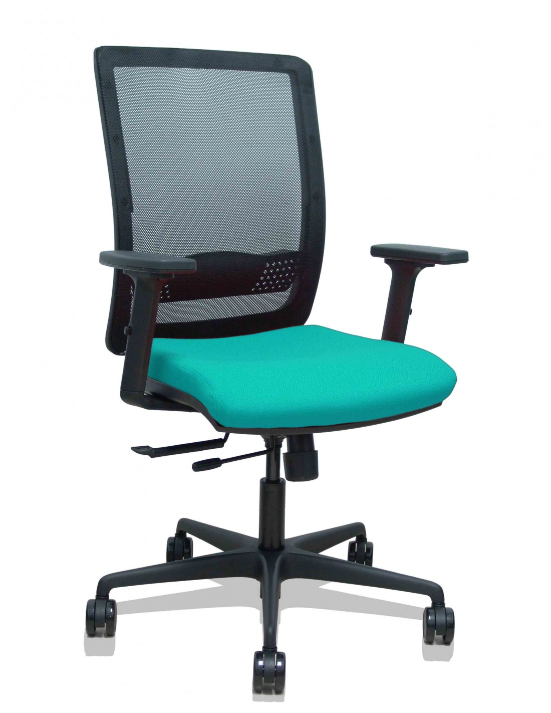 Piqueras y Crespo Silla Haches traslack malla negra asiento bali turquesa brazos 2D ruedas 65mm