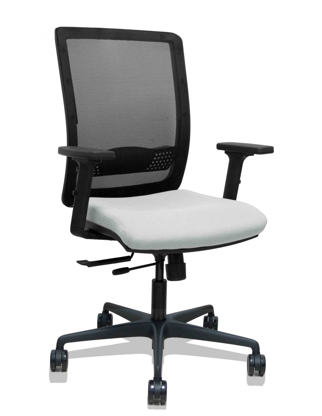 Piqueras y Crespo Silla Haches traslack malla negra asiento bali gris claro brazos 2D ruedas 65mm