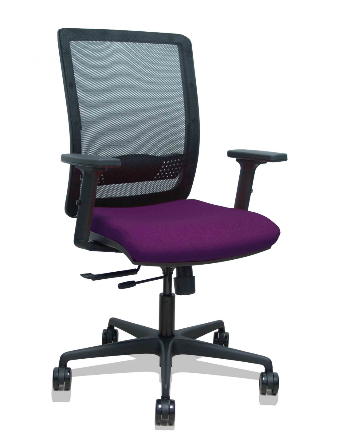 Piqueras y Crespo Silla Haches traslack malla negra asiento bali morado brazos 2D ruedas 65mm