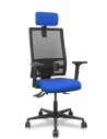 Piqueras y Crespo Silla Bormate asincro malla negra asiento bali azul brazos 2D ruedas 65mm cabecero regulable