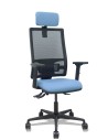 Piqueras y Crespo Silla Bormate asincro malla negra asiento bali azul cielo brazos 2D ruedas 65mm cabecero regulable