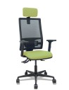 Piqueras y Crespo Silla Bormate asincro malla negra asiento bali verde oliva brazos 2D ruedas 65mm cabecero regulable
