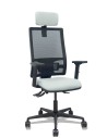 Piqueras y Crespo Silla Bormate asincro malla negra asiento bali gris claro brazos 2D ruedas 65mm cabecero regulable