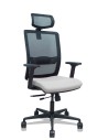 Piqueras y Crespo Silla Haches traslack malla negra asiento bali gris claro brazos 2D ruedas 65mm cabecero regulable