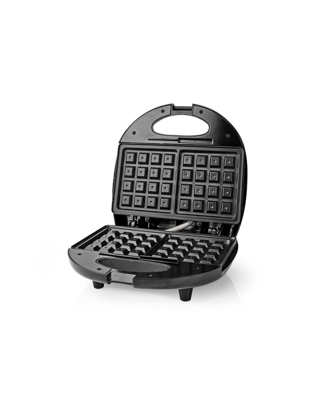 Nedis KAWP200BK gofrera 2 barquillo(s) 750 W Negro, Plata