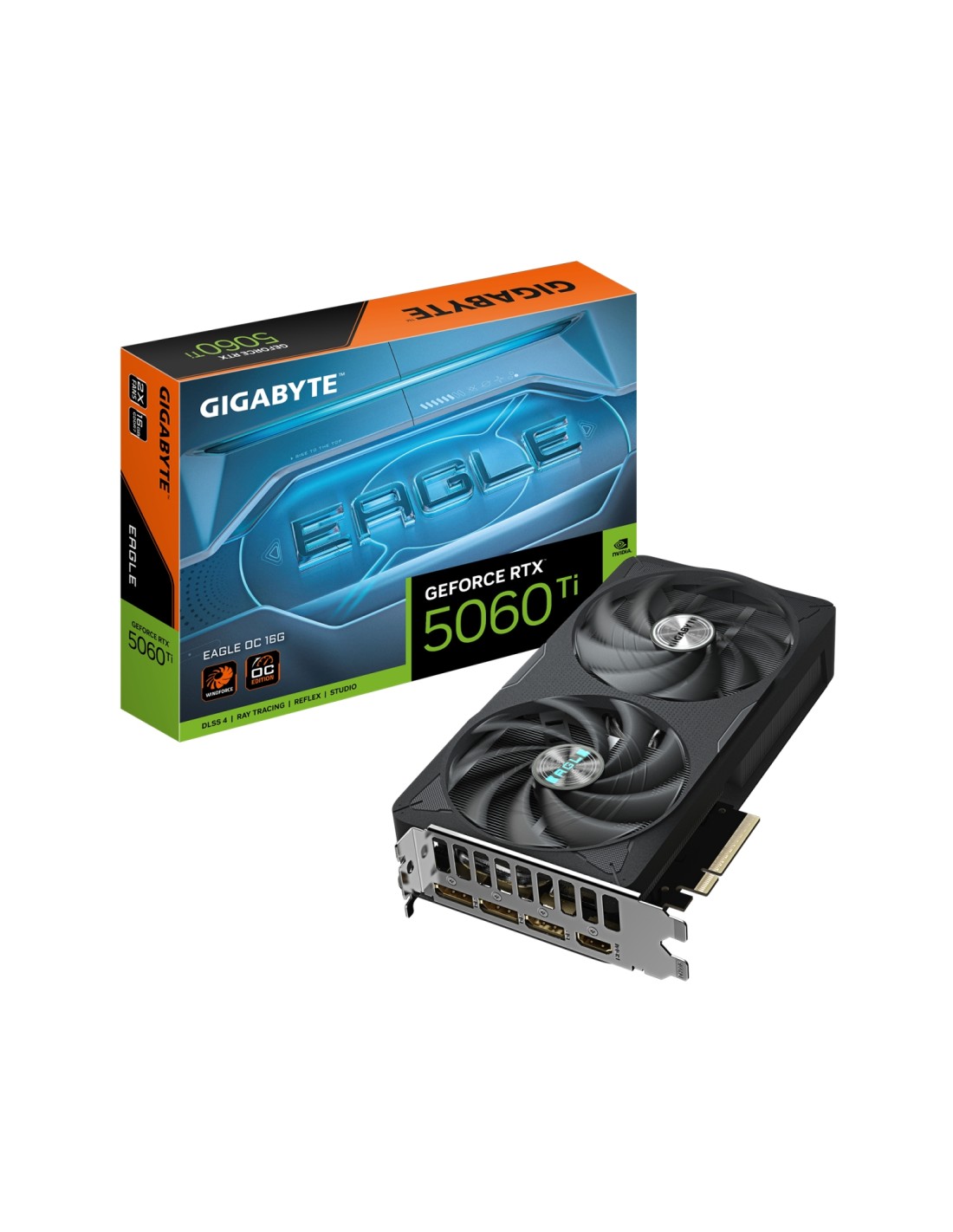 GIGABYTE GeForce RTX 5060 Ti EAGLE OC 16G Tarjeta Gráfica ? 16 GB GDDR7, 128 bits, PCI-E 5.0, 2617 MHz Frecuencia del núcleo, 3 
