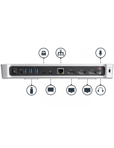 StarTech.com Docking station USB-C para Tres Monitores 4K con 5x Puertos USB 3.0 negro plata