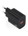 AISENS Cargador GaN 30W, 1xUSB-C PD3.0 QC4.0, 1xUSB-A QC3.0, Negro