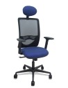 Piqueras y Crespo Silla Zulema sincro malla negra asiento bali azul marino brazos 2D ruedas 65mm cabecero