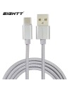 Eightt Cable USB a Type C 1Mts trenzado de Nylon Plata. Carcasa de aluminio