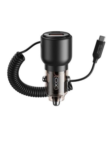 CARGADOR DE COCHE 2 USB 65W+45W CON CABLE TIPO C TIPO CORDÓN