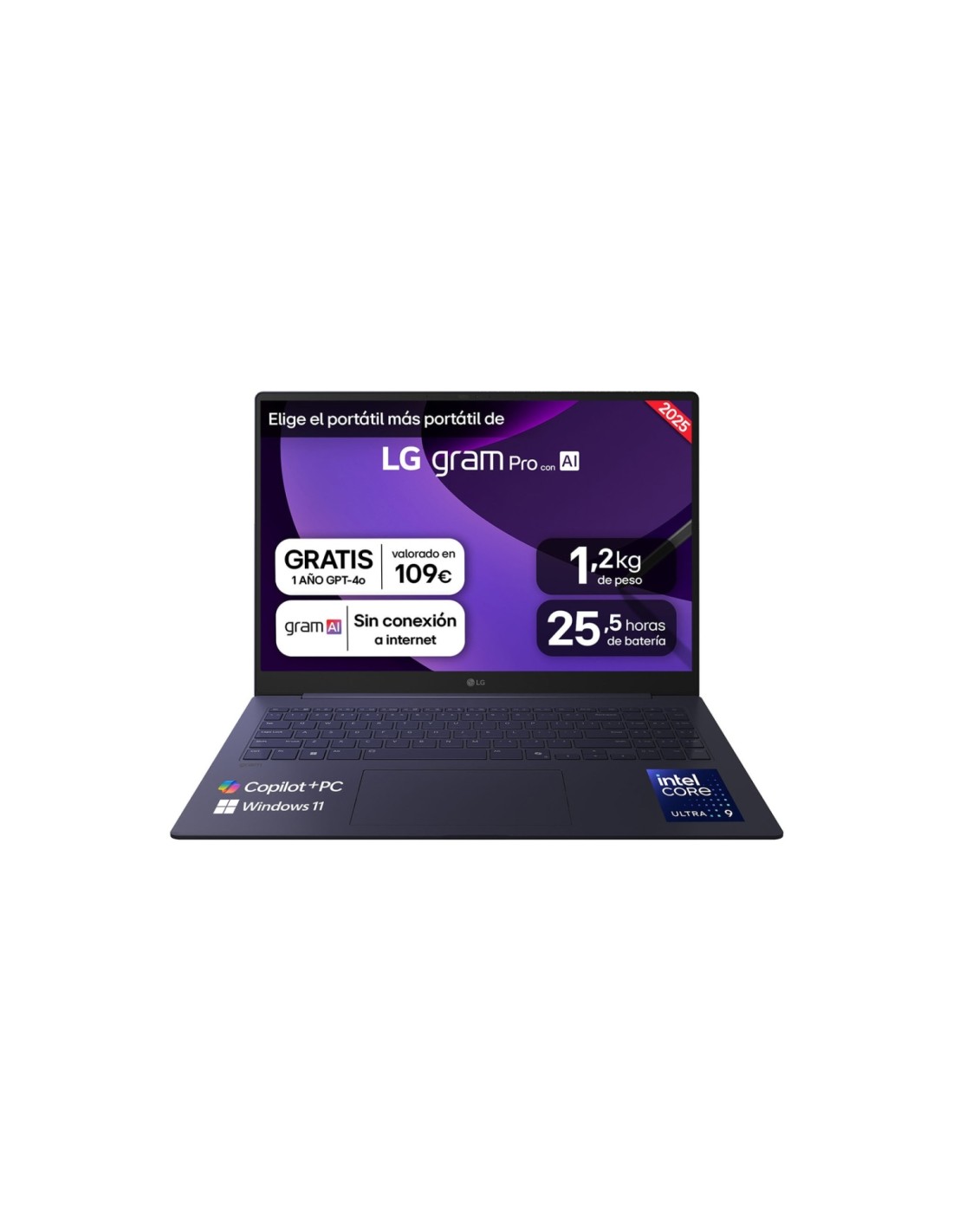 LG Gram Pro 16Z90TS-G.AU99B ordenador portatil Copilot+ PC Intel Core Ultra 9 288V Portátil 40,6 cm (16") 2.5K 32 GB LPDDR5x-SDR