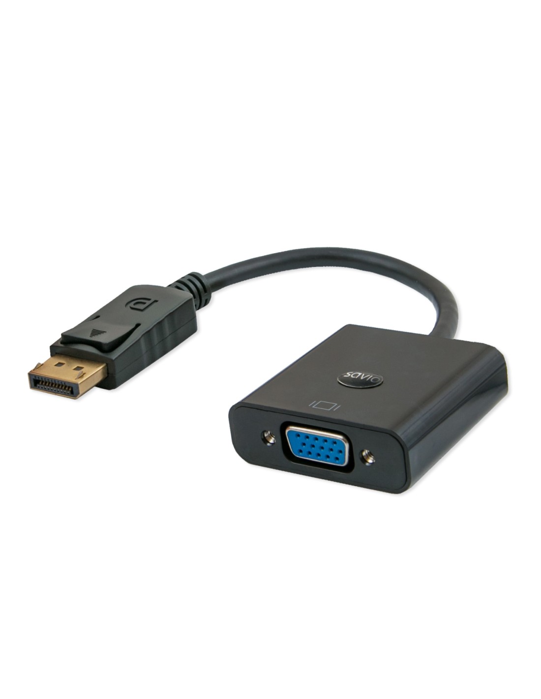 Savio CL-90 adaptador de cable de vídeo 0,2 m DisplayPort VGA (D-Sub) Negro