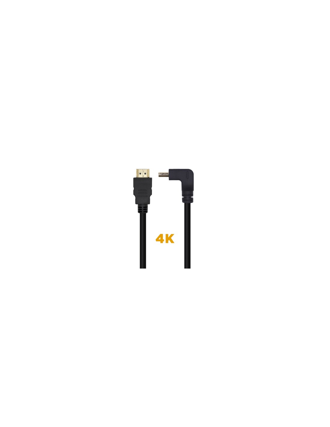 AISENS Cable HDMI V2.0 Acodado Premium Alta Velocidad / HEC 4K@60Hz 18Gbps, A/M-A/M, Negro, 1.0m
