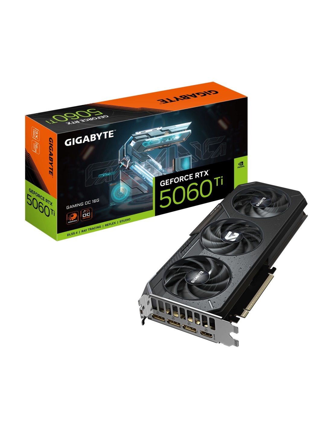 GIGABYTE GeForce RTX 5060 Ti GAMING OC 16G Tarjeta Gráfica ? 16 GB GDDR7, 128 bits, PCI-E 5.0, 2647 MHz Frecuencia del núcleo, 3