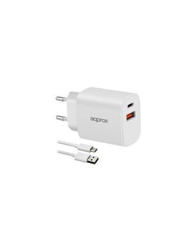 Approx APPUSBWALL20W Cargador 20W QC 1 x USB A + 1 USB C + cable
