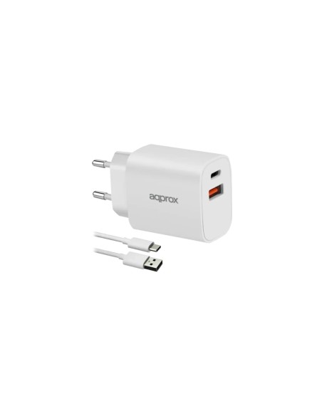 Approx APPUSBWALL20W Cargador 20W QC 1 x USB A + 1 USB C + cable