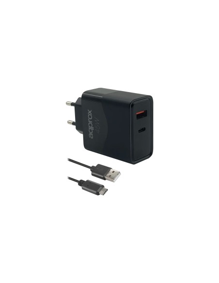 Approx APPUSBWALL45W Cargador 45W QC 1x USB A + 1 x USB C+Cable