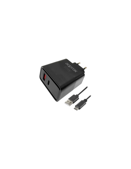 Approx APPUSBWALL65W Cargador 65W QC 1x USB A + 1 USB C + cable