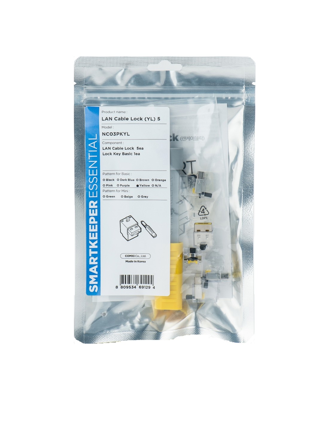 Smartkeeper NC03PKYL bloqueador de puerto Bloqueador de puerto + clave RJ-45 Amarillo 1 pieza(s)