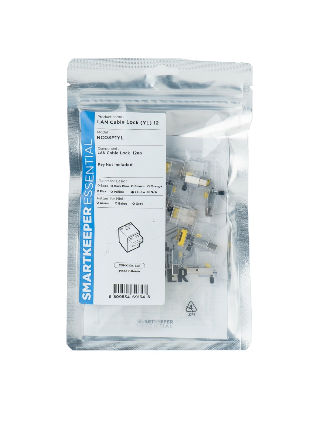 Smartkeeper NC03P1YL bloqueador de puerto RJ-45 Amarillo 1 pieza(s)