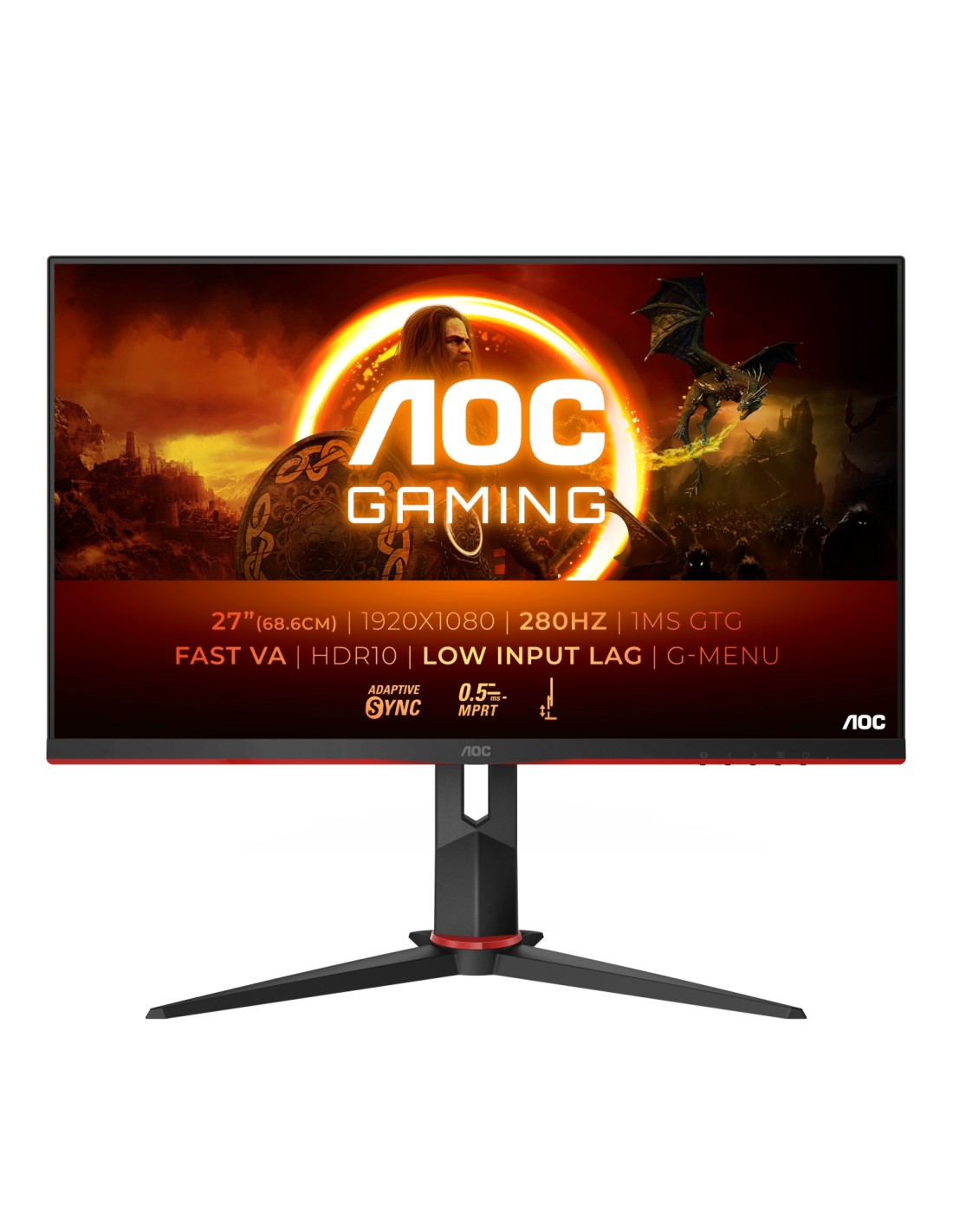 AOC G2 27G2ZN3/BK pantalla para PC 68,6 cm (27") 1920 x 1080 Pixeles Full HD LCD Negro, Rojo