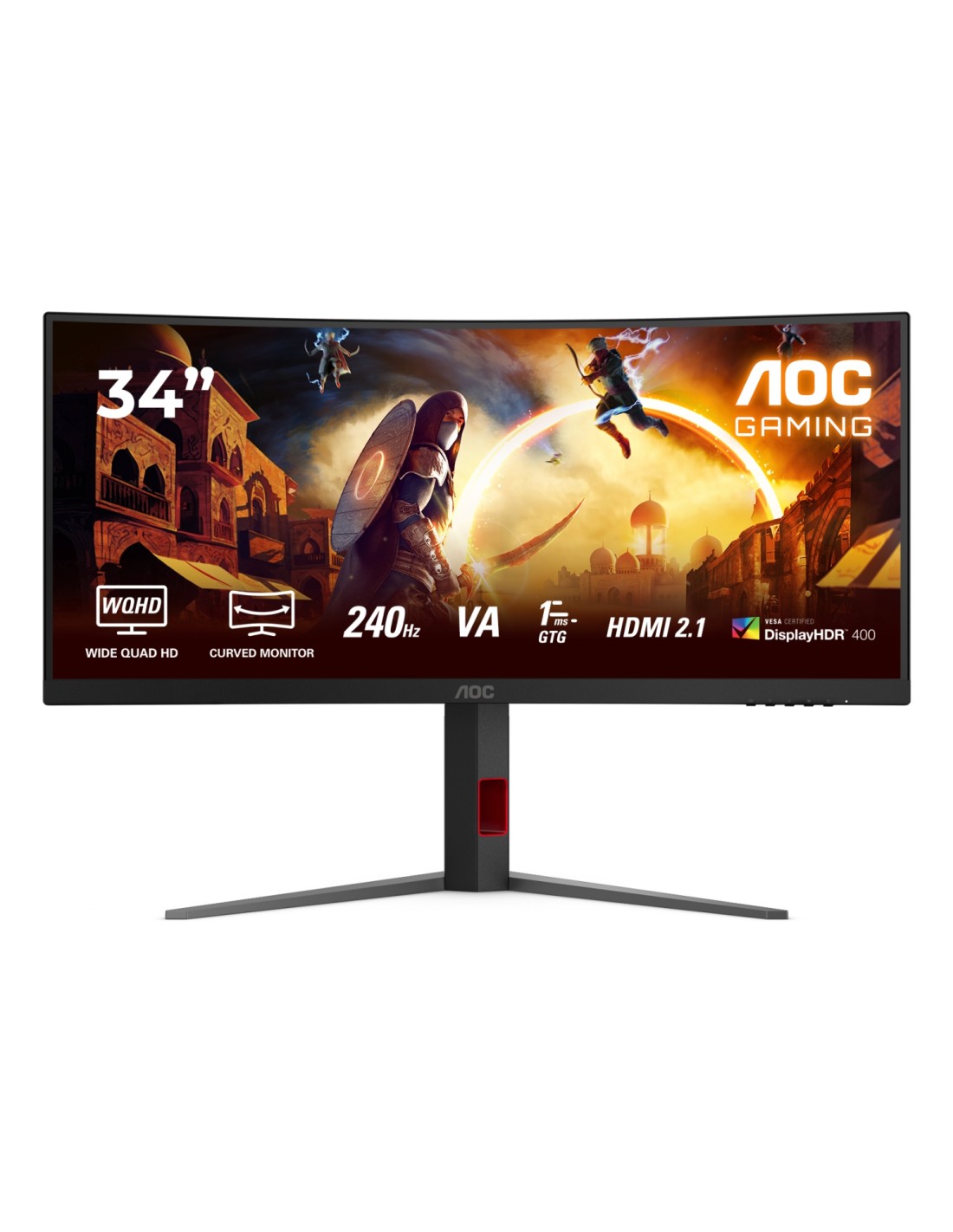AOC G4 CU34G4Z pantalla para PC 86,4 cm (34") 3440 x 1440 Pixeles Wide Quad HD LED Negro, Rojo