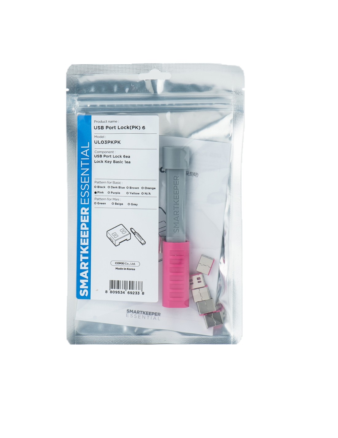 Smartkeeper UL03PKPK bloqueador de puerto Bloqueador de puerto + clave USB tipo A Rosa 1 pieza(s)