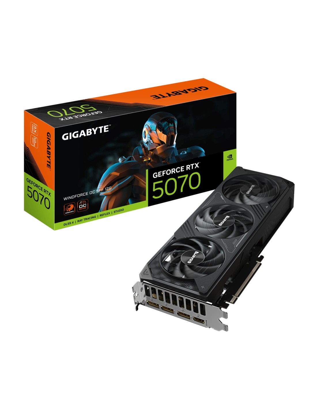 GIGABYTE GeForce RTX 5070 WINDFORCE OC SFF 12G Tarjeta Gráfica - 16GB GDDR7, 256 bits, PCI-E 5.0, XXXX MHz Core Clock, 3 x DP 2.