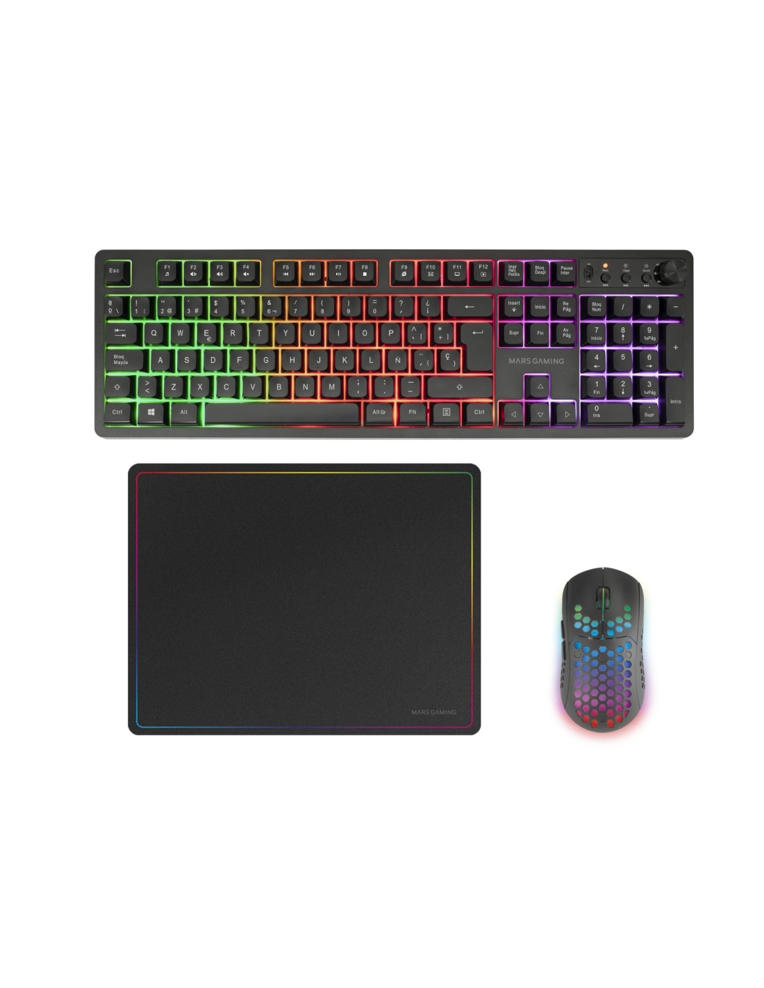 Mars Gaming MCPWXES teclado Ratón incluido Juego RF inalámbrica + USB QWERTY Español Negro
