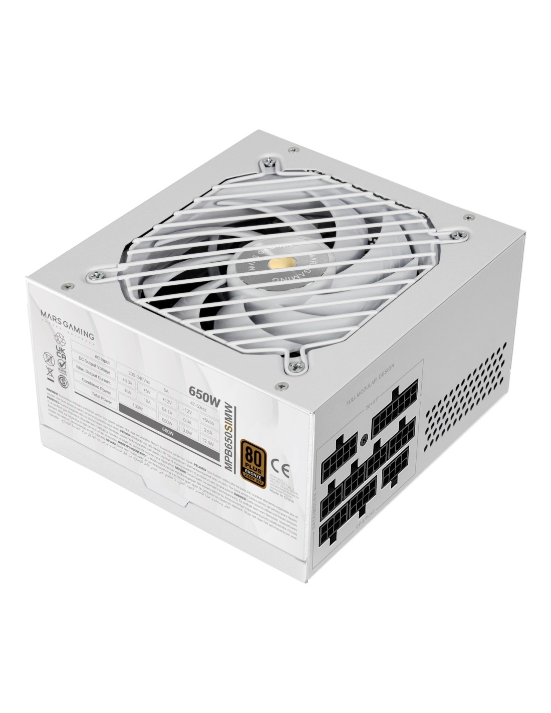 Mars Gaming MPB650SIMW unidad de fuente de alimentación 650 W 24-pin ATX ATX Blanco