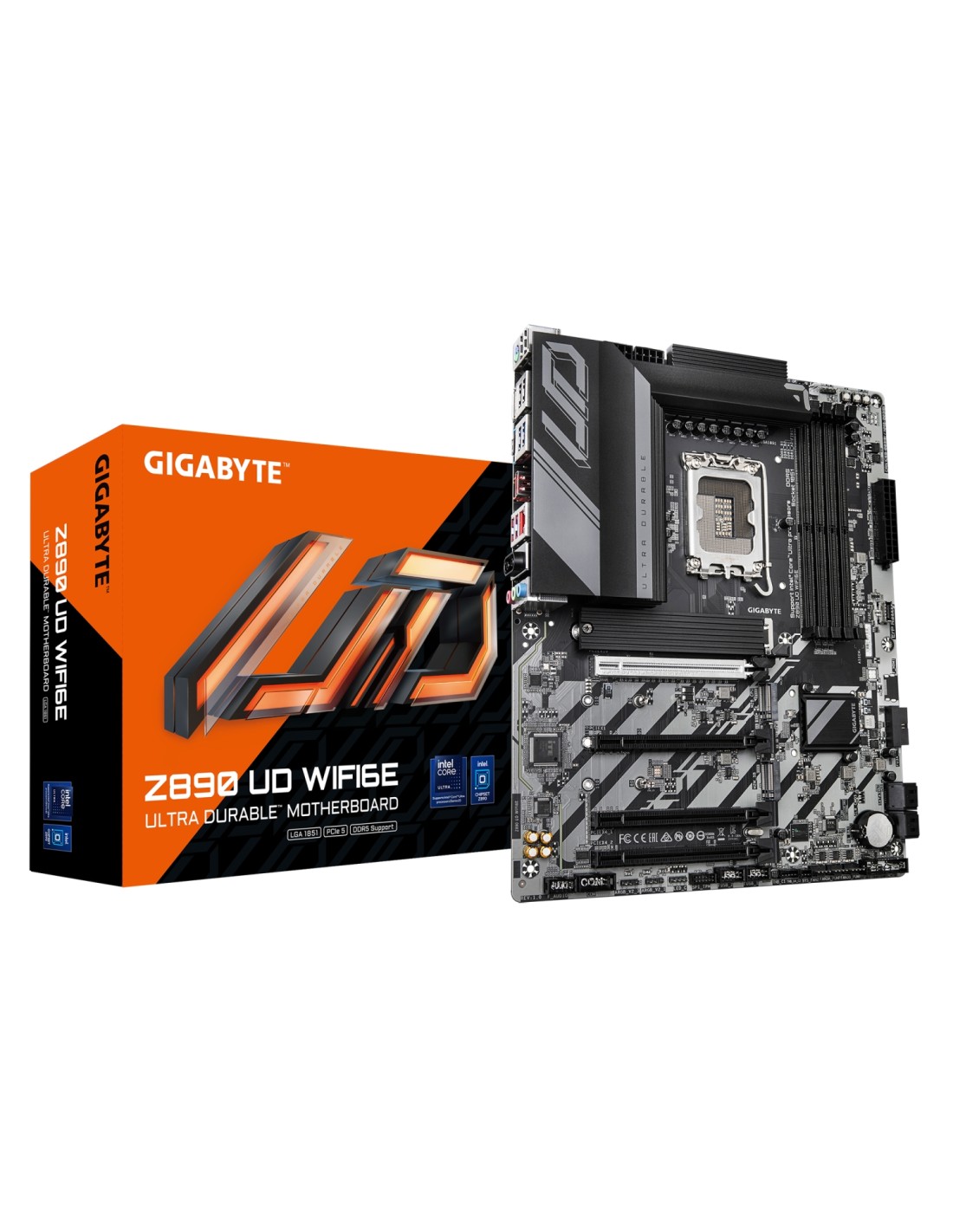 GIGABYTE Placa base Z890 UD WIFI6E - Compatible con CPUs Intel Core Ultra (Serie 2), VRM de 12+1+2 fases, hasta 8800MHz DDR5 (OC