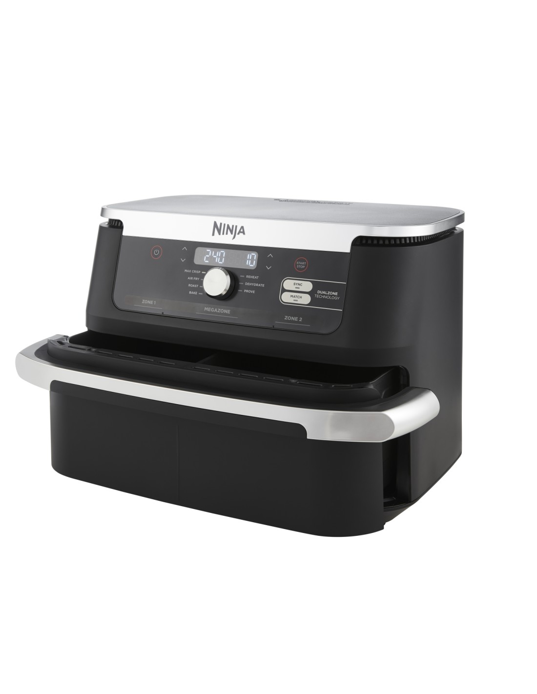 Ninja AF500EU freidora Doble 10,4 L Independiente 2470 W Freidora de aire caliente Negro, Acero inoxidable