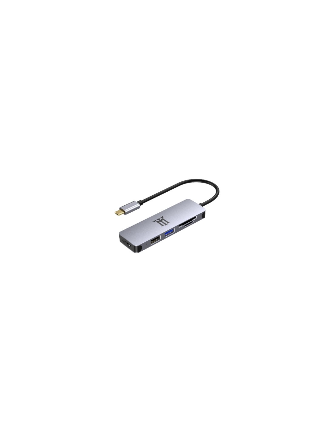 Maillon Technologique Premium MTHUB5 base para portátil y replicador de puertos USB 3.2 Gen 2 (3.1 Gen 2) Type-C Aluminio, Gris