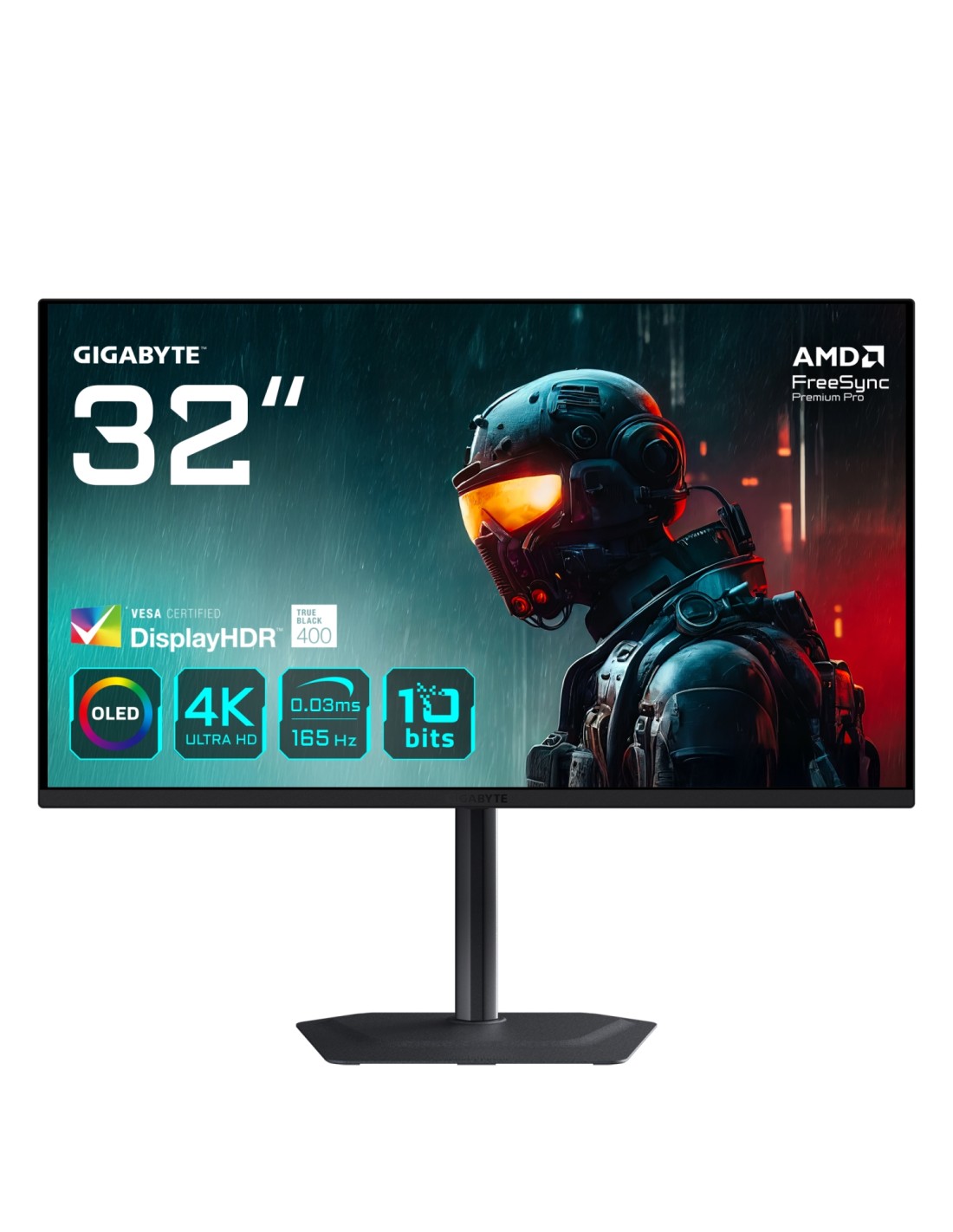 GIGABYTE MO32U 31,5" Monitor Gaming OLED 4K UHD - 3840 x 2160, 165Hz, 0.03ms, 250 cd/m², Display HDR True Black 400, HDMI 2.1, D
