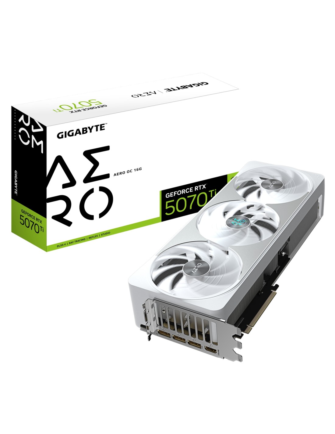 GIGABYTE GeForce RTX 5070 Ti AERO OC 16G Tarjeta Gráfica - 16GB GDDR7, 256 bits, PCI-E 5.0, XXXX MHz Core Clock, 3 x DP 2.1a, 1 