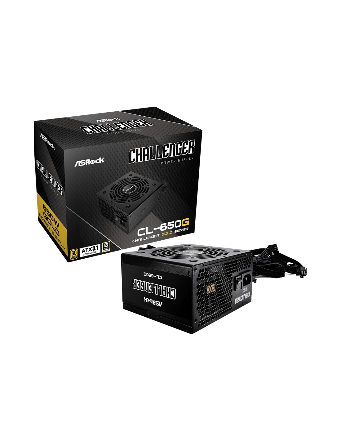 Asrock CL-650G Challenger unidad de fuente de alimentación 650 W 20+4 pin ATX ATX Negro