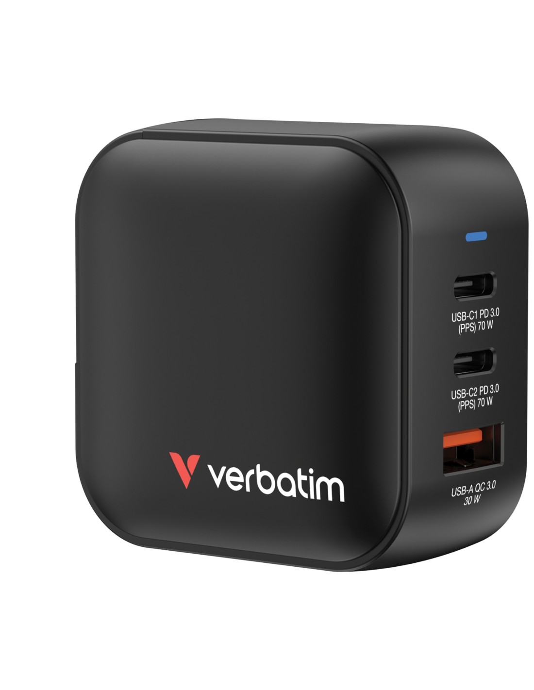 Verbatim Mini GaN Charger 70W Universal Negro Corriente alterna Carga rápida Interior
