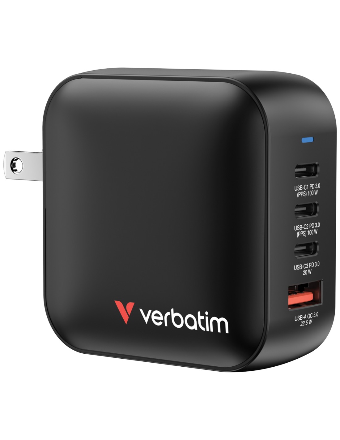 Verbatim Mini GaN Charger 100W Universal Negro Corriente alterna Carga rápida Interior