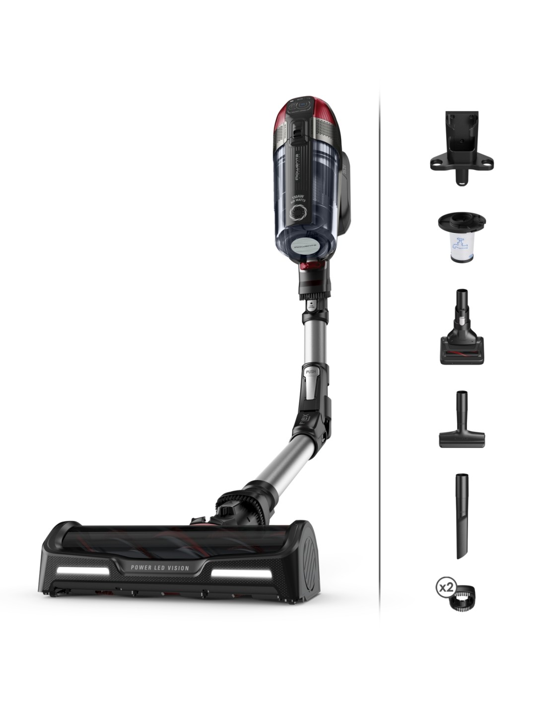 Rowenta RH98A7 Aspiradora escoba 2 en 1 Batería Secar Sin bolsa 0,9 L 320 W Rojo, Gris