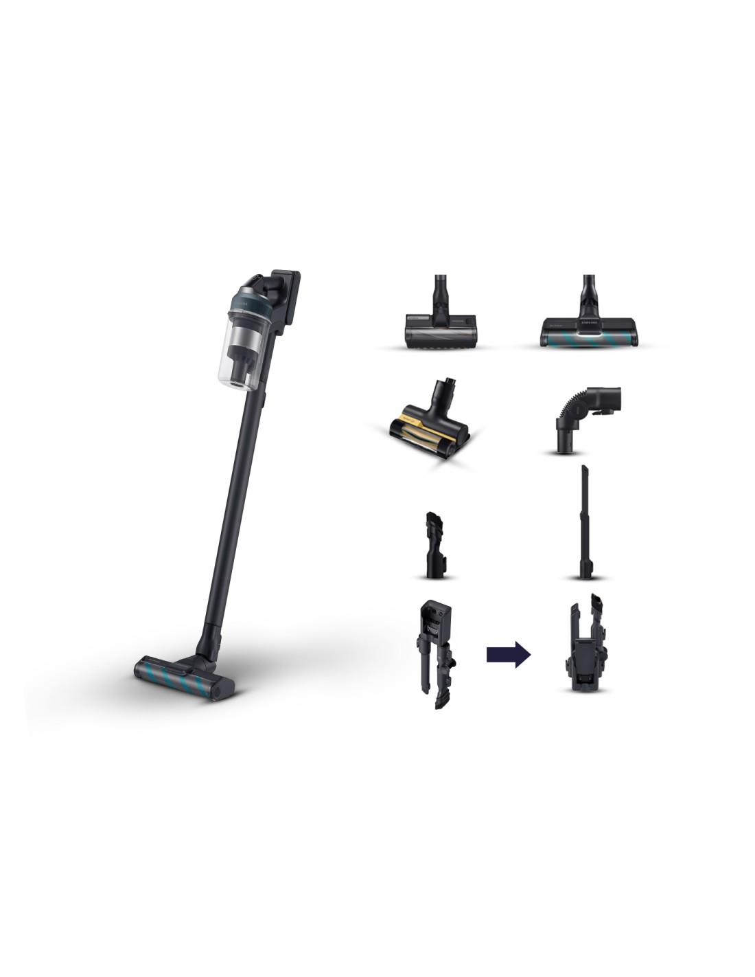 Samsung VS20C8524TB Aspiradora escoba 2 en 1 Batería Secar Sin bolsa 580 W Negro, Azul