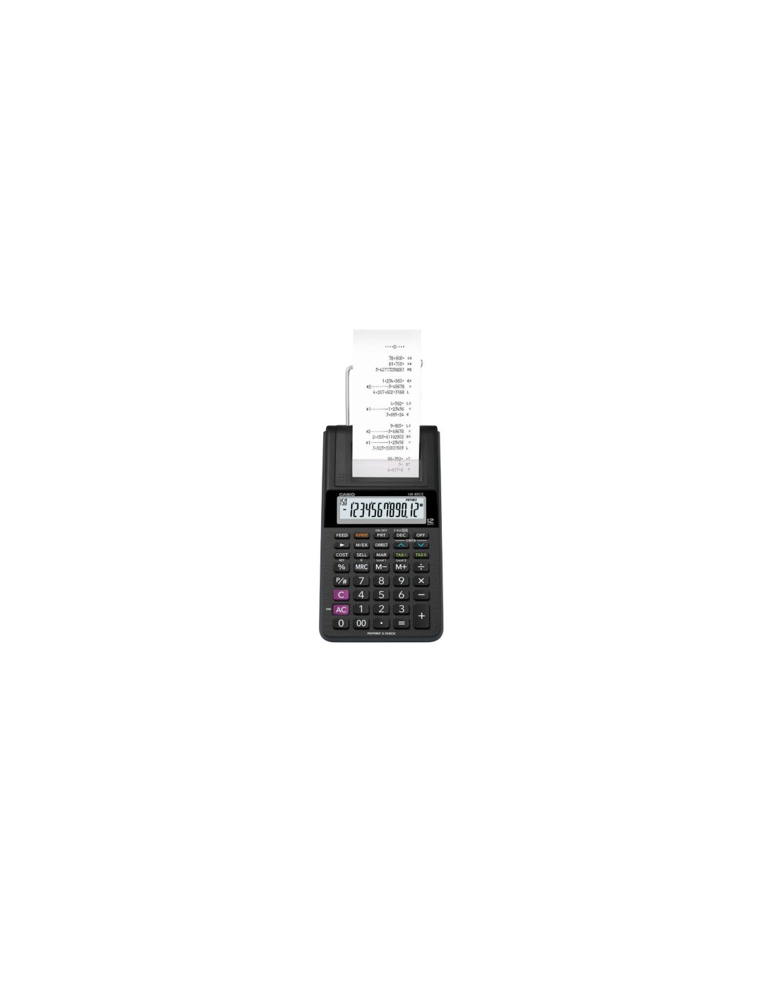 Casio HR-8RCE-BK calculadora Escritorio Calculadora de impresión Negro