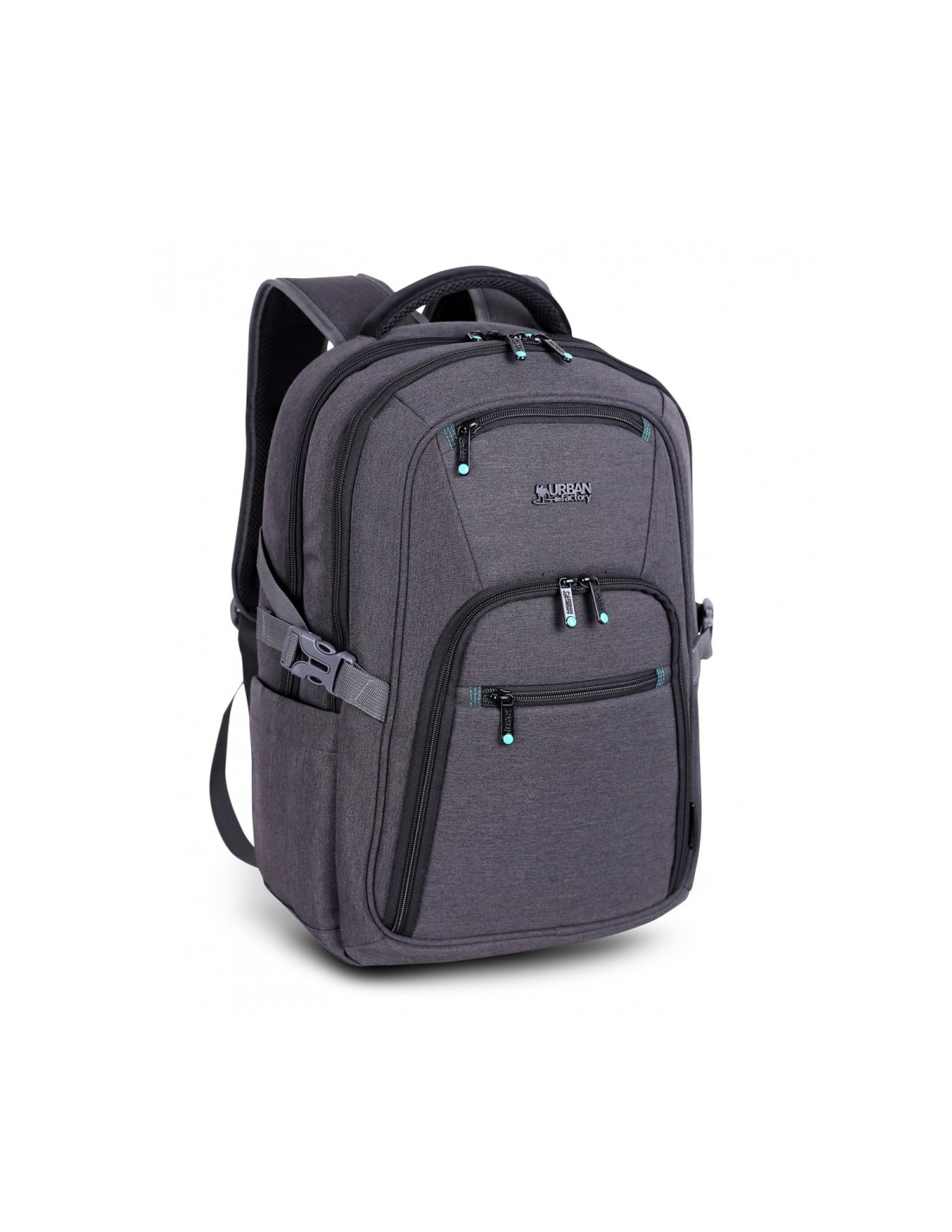 Urban Factory HTE17UF mochila Mochila de viaje Negro, Gris Malla, Poliéster, Plástico reciclado, Acero